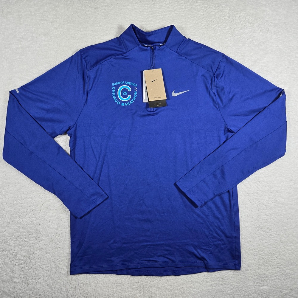 Nike Chicago Marathon 2025 Dri-FIT UV 1/4 Zip Running Top Blue Mens M HQ4199-539
